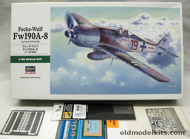 Hasegawa 1/48 Focke-Wulf FW-190 A-8 + Eduard 2x PE Detail Sets and Aber Guns, JT94 plastic model kit